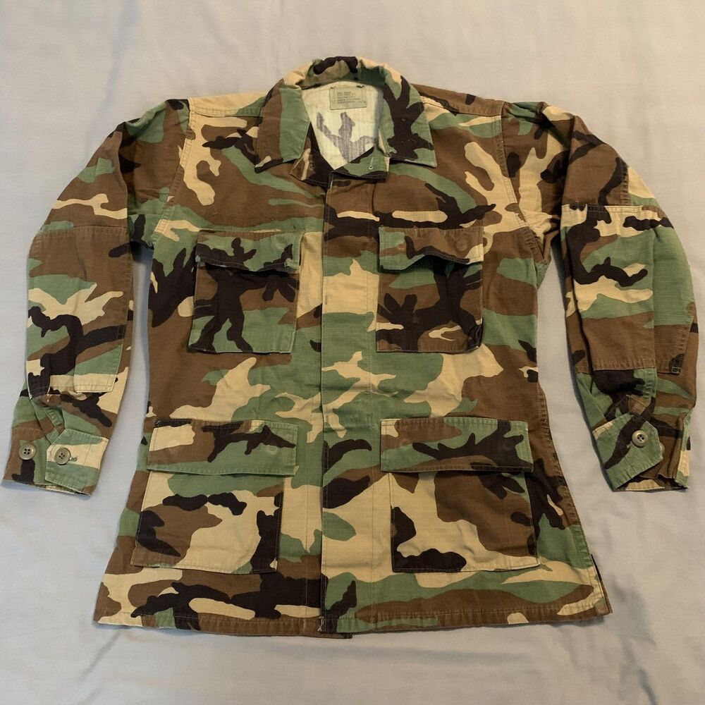 Vintage USGI‎ Woodland Camo BDU Jacket Mens Small Regular Combat Ripstop 80s